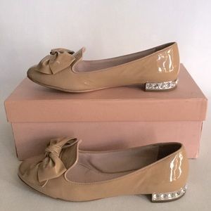 MIU MIU Bow Ballet Flat Loafer w/Diamond Heel SZ 6